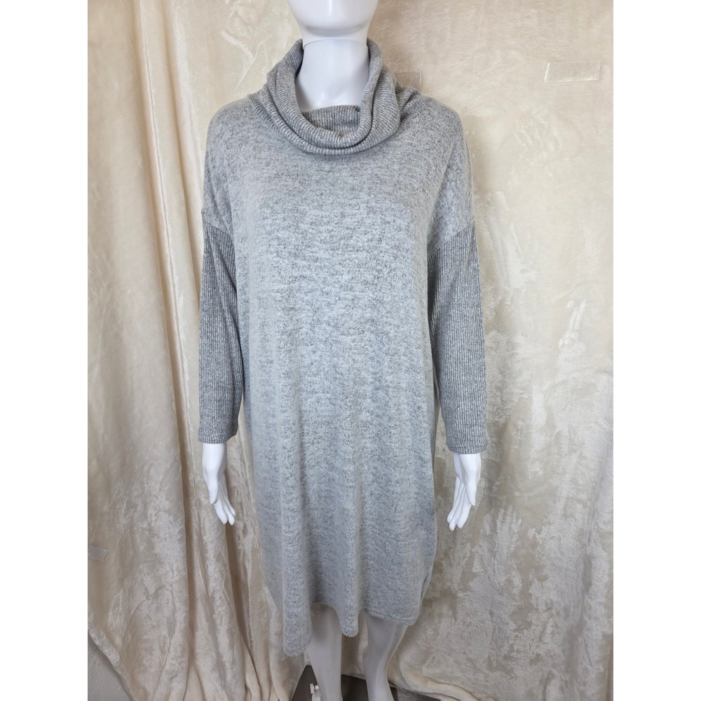 GAP‎ Womens Gray Marled Knit Cowl Neck Sweater Dress Long Sleeve Ribbed Trim L